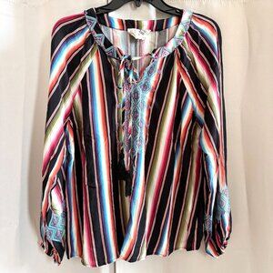 Savanah Jane Western Top Medium Southwest Embroidered‎ Festival Boho Beach 18793